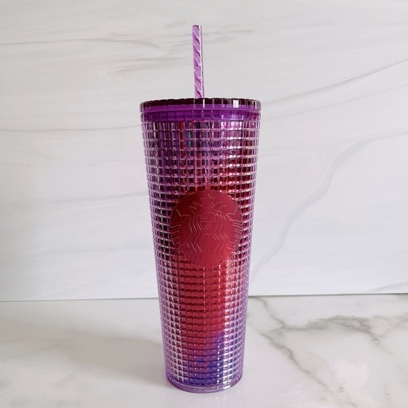 Starbucks Summer 2021 Pink/Purple Ombré Grid Vente Tumbler- 24oz - Picture 1 of 6